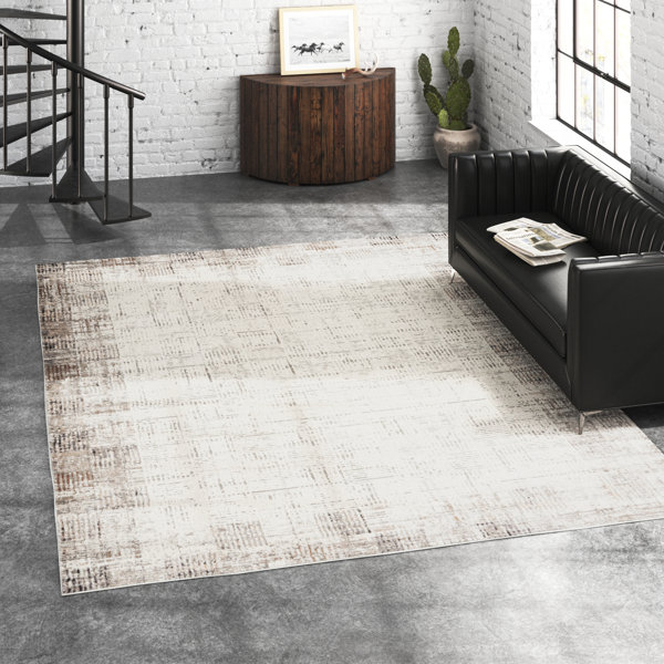 Steelside™ Alyse Machine Woven Gray/Ivory Rug & Reviews Wayfair